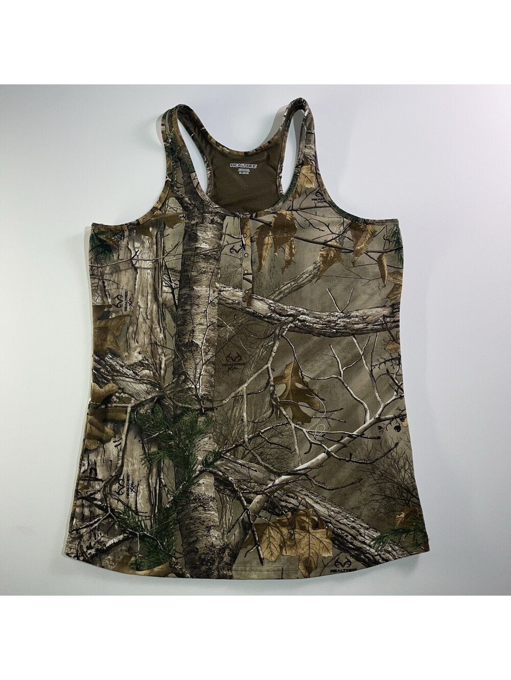 Realtree Xtra Camo Racerback Tank Top Women’s XL Henley Hunting Outdoor Gorpcore